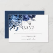 Zeemacht en wit met een zilver-bruinbruin RSVP kaartje (Voorkant / Achterkant)