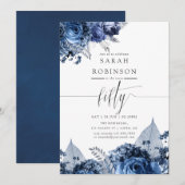 Zeemacht en wit met zilver Foil 50th Birthday Kaart (Voorkant / Achterkant)