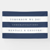 Zeemacht en wit "Morgen doen we" repetitie Spandoek (Horizontaal)