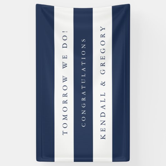 Zeemacht en wit "Morgen doen we" repetitie Spandoek (Verticaal)