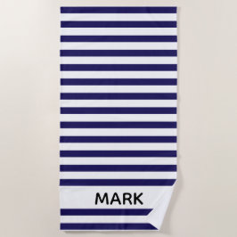 Zeemacht en witte gestreept, gepersonaliseerd strandlaken