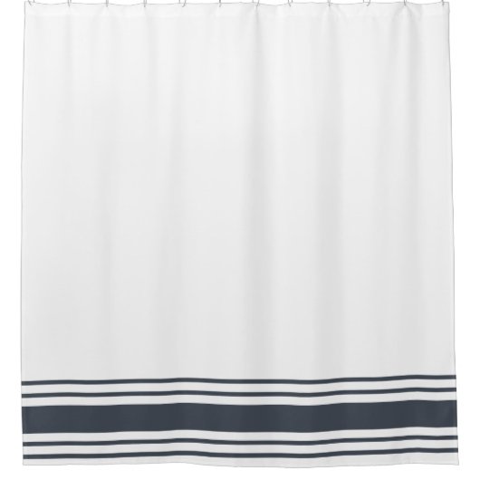 Zeemacht en witte, klassieke Stripe grens Douchegordijn (Voorkant)