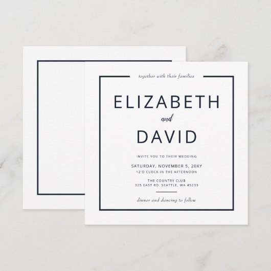 Zeemacht en witte legante moderne minimalistische  kaart (Voorkant / Achterkant)