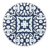 Zeemacht en witte mediterrane Tegel Keramische Knop (Voorkant)