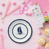 Zeemacht en witte zeilboot papieren bordje (Feest)