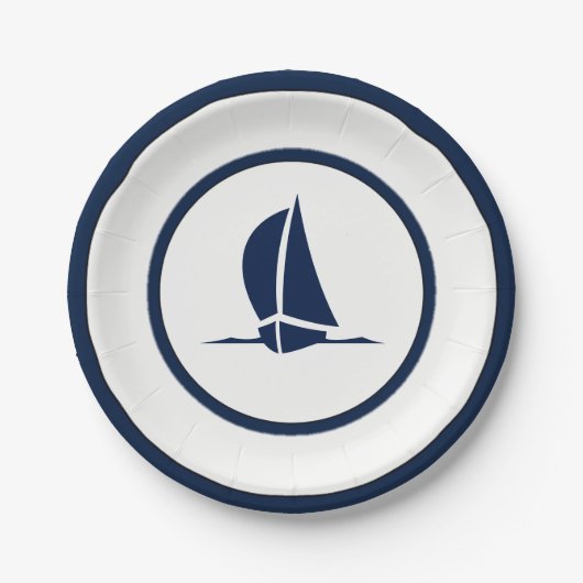 Zeemacht en witte zeilboot papieren bordje (Voorkant)