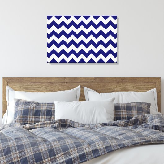Zeemacht en witte zigzag canvas afdruk (Insitu (Slaapkamer))