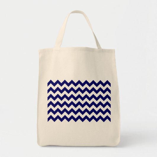 Zeemacht en witte zigzag tote bag (Voorkant)