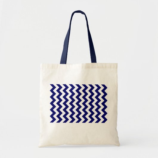 Zeemacht en witte zigzag tote bag (Voorkant)