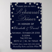 Zeemacht en zilver Glitter Rehearsal Dinner Sign Poster (Voorkant)