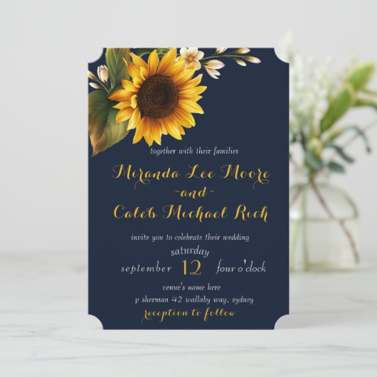 Zeemacht en zonnebloem kaart (Staand voorkant)