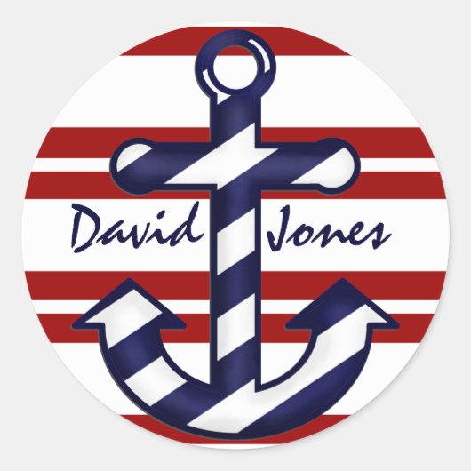 Zeemacht gestreepte Anchor Stickers (Voorkant)