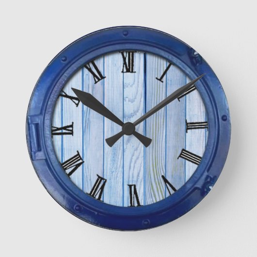 Zeemacht, getextureerd, vis, roze-koraal ronde klok (Voorkant)