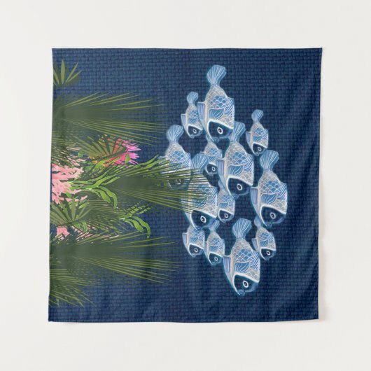 Zeemacht, getextureerd, vis, roze koraal wandkleed (Voorkant (horizontaal))