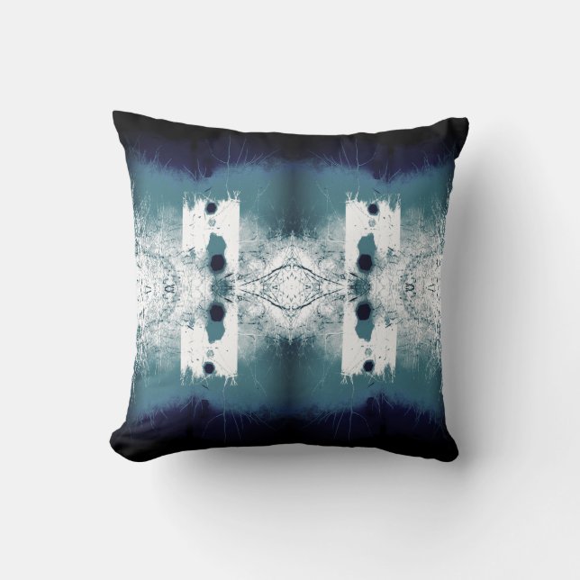 Zeemacht met blauw-groen op witte mediterrane moti kussen (Voorkant)