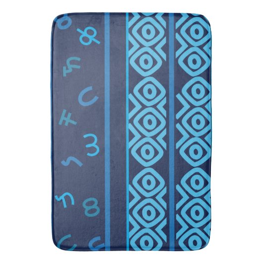 Zeemacht met het Bleke Turquoise Ethiopian Pattern Badmat (Voorkant Verticaal)