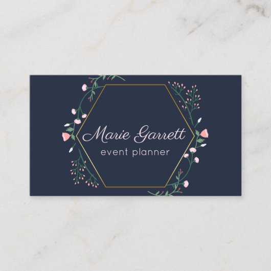 Zeemacht met roze bloemen visitekaartje (Voorkant)