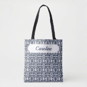 Zeemacht met wit haakpatroon tote bag (Voorkant)