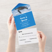 Zeemacht onderwater waterschildpad kusthuwelijk all in one uitnodiging (Afscheurbaar)