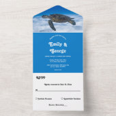 Zeemacht onderwater waterschildpad kusthuwelijk all in one uitnodiging (Binnen)