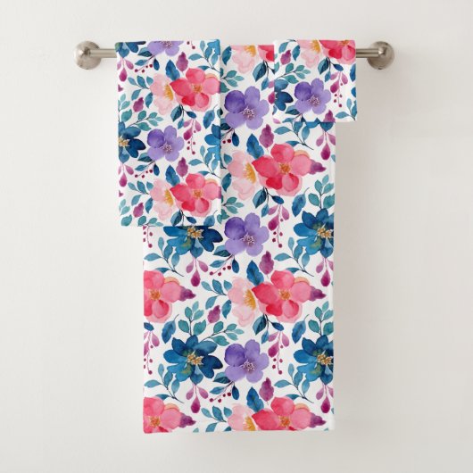 zeemacht roze Lila flessenpatroon Bad Handdoek (Insitu)