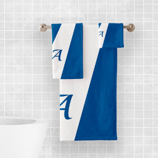 Zeemacht, wit, modern elegant, vetgedrukt, monogra bad handdoek