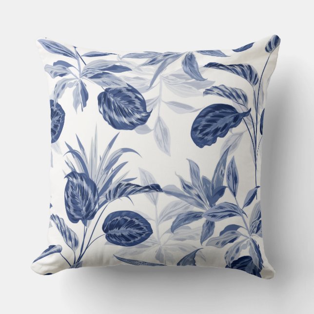 Zeemacht/Zwarte omkeerbare Floral Pillow Kussen (Voorkant)