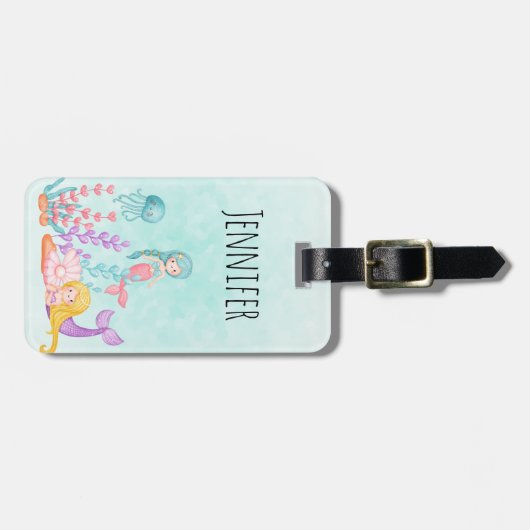 Zeemachtigen en kwallen onder de Waterverf van de  Bagagelabel (Voorkant horizontaal)