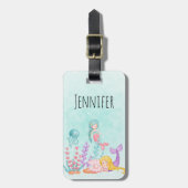 Zeemachtigen en kwallen onder de Waterverf van de  Bagagelabel (Voorkant verticaal)