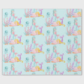 Zeemachtigen en kwallen onder de Waterverf van de  Cadeaupapier (Vlak)