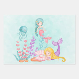 Zeemachtigen en kwallen onder de Waterverf van de  Inpakpapier Vel