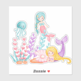 Zeemachtigen en kwallen onder de Waterverf van de  Sticker