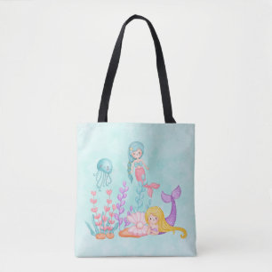 Zeemachtigen en kwallen onder de Waterverf van de  Tote Bag