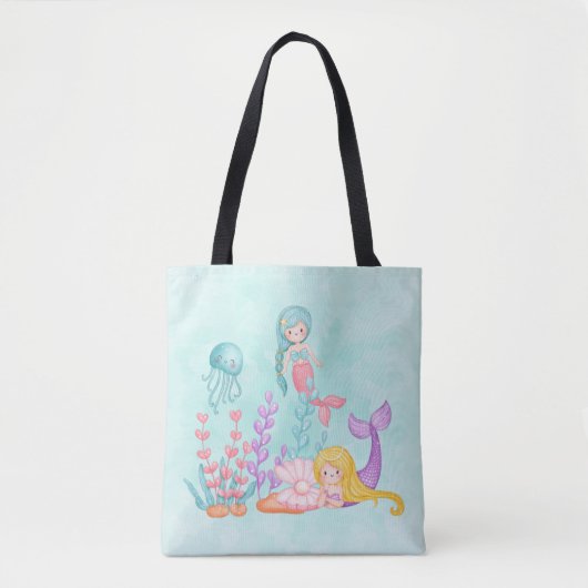 Zeemachtigen en kwallen onder de Waterverf van de  Tote Bag (Voorkant)