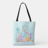 Zeemachtigen en kwallen onder de Waterverf van de  Tote Bag (Achterkant)