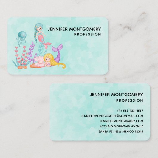 Zeemachtigen en kwallen onder de Waterverf van de  Visitekaartje (Voorkant / Achterkant)