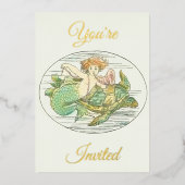  zeemachtigen onder de Zee Folie Uitnodiging (Voorkant)