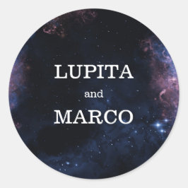 Zeemachtthema Elegant Stars Galaxy Weddenschap Ronde Sticker