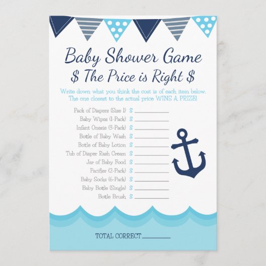 Zeeman Baby Shower – The Price is Right Spel Programmakaart (Voorkant)