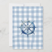 Zeeman Beer Blauwe Gingham Baby Shower Uitnodiging (Achterkant)
