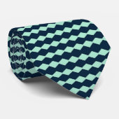 Zeeman Blauw en Mint Herhalend Diamantpatroon Stropdas (Opgerold)