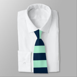Zeeman Blauw en Mint Horizontale Strepen Stropdas