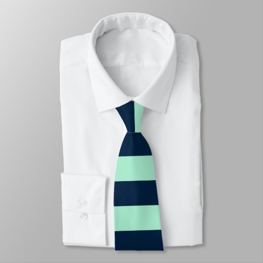 Zeeman Blauw en Mint Horizontale Strepen Stropdas (Gebonden)