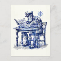 Zeeman die een krant leest aan tafel