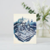 Zeeman die een nautische kaart leest op het dek va (Staand voorkant)