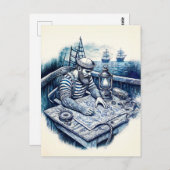 Zeeman die een nautische kaart leest op het dek va (Voorkant / Achterkant)