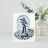  zeeman die op een rots staat briefkaart (Staand voorkant)