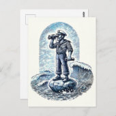  zeeman die op een rots staat briefkaart (Voorkant / Achterkant)