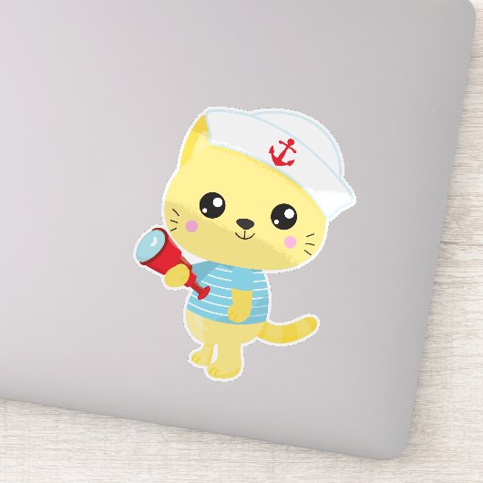 Zeeman Kat, Bootkapitein, Zeilboothoed, Mooie Kat Sticker (Detail)