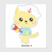 Zeeman Kat, Bootkapitein, Zeilboothoed, Mooie Kat Sticker (Vel)